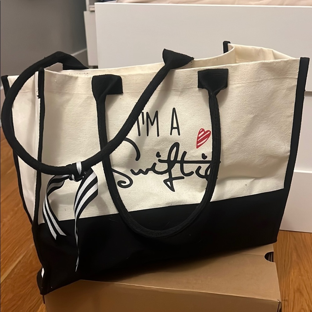 Taylor Swift “Swiftie” Black and White Tote Bag